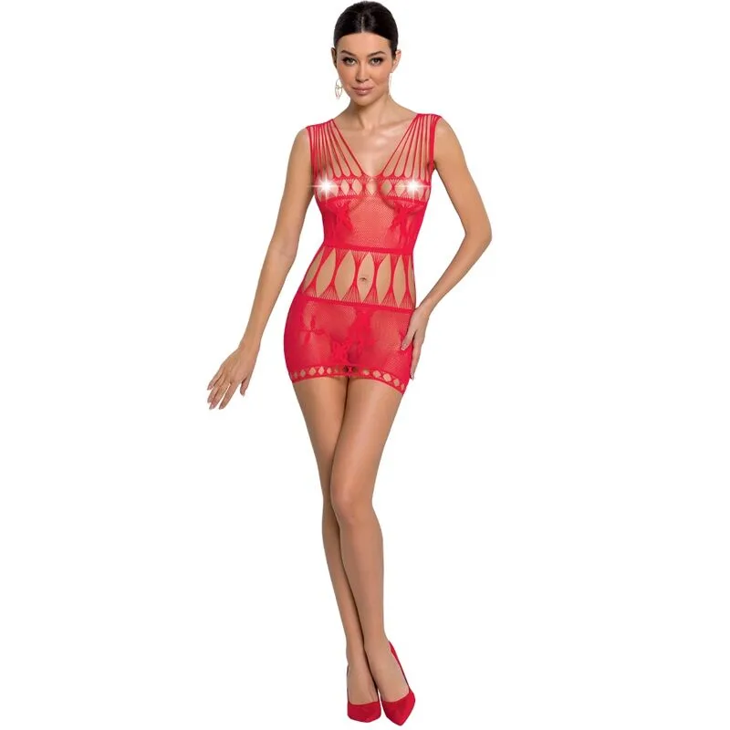 Passion BS090 Röd Spets & Mesh Bodystocking | Elegant Lingerie i One-Size