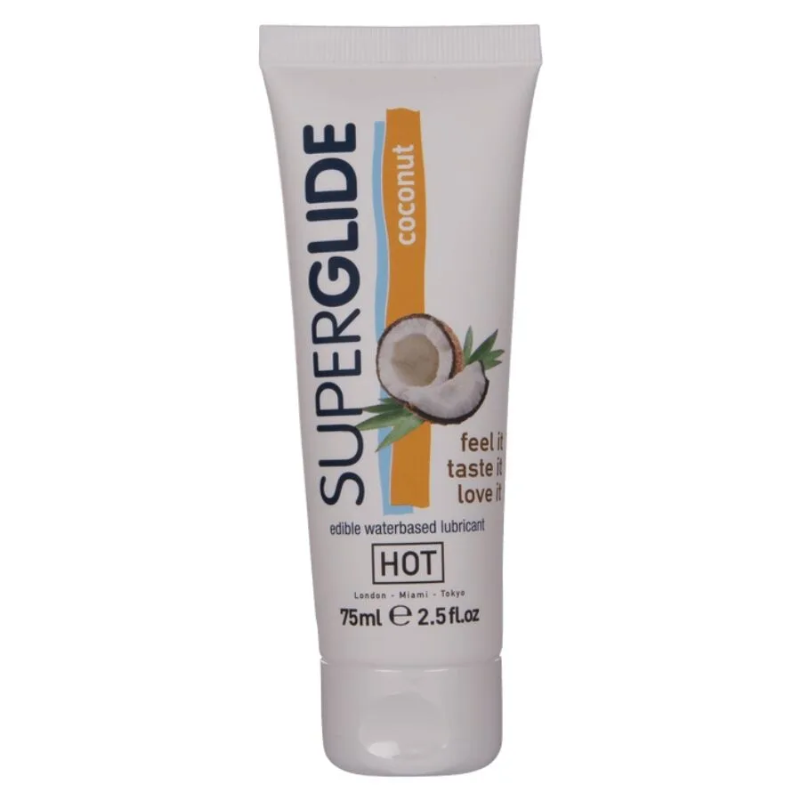 Hot - Superglide Ätbart Vattenbaserat Glidmedel med Kokosmak 75 ml