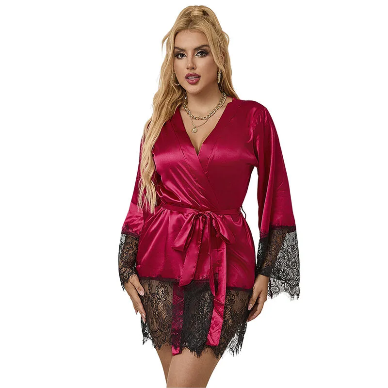 Subblime 953812 Elegant Spetsset med Pyjamas och Stringtrosor – Röd | Storlek S/M