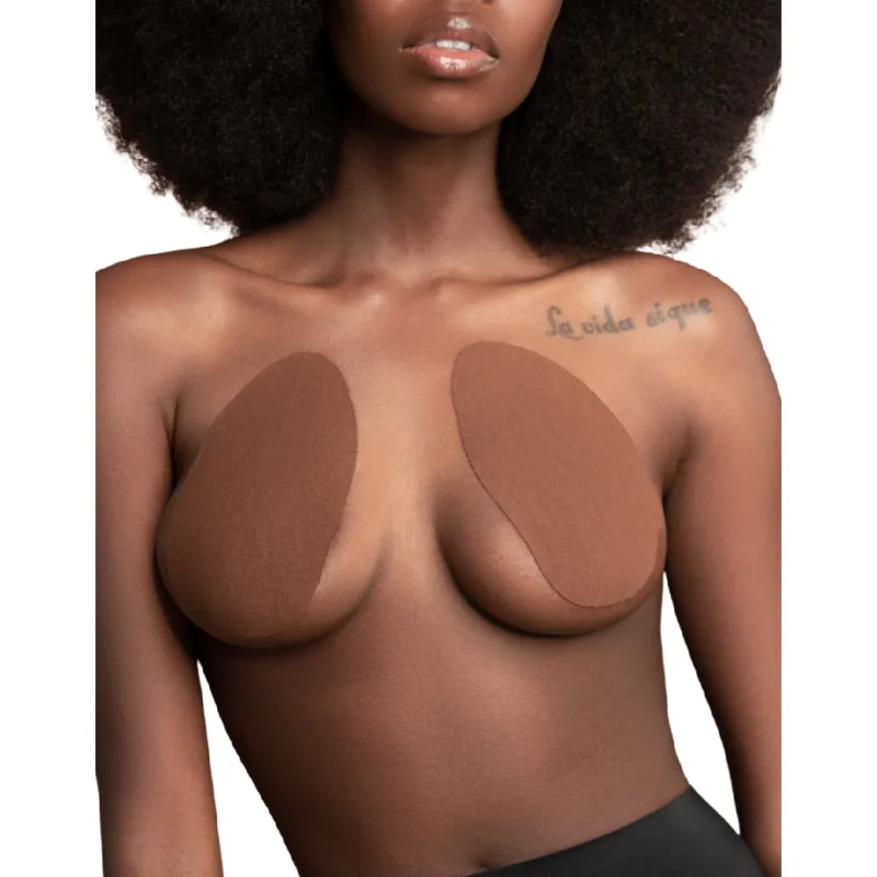 Bye-Bra Breast Enhancer & Lift Pads med 3 par satinnippelskydd – Kupa D/F (Brun)