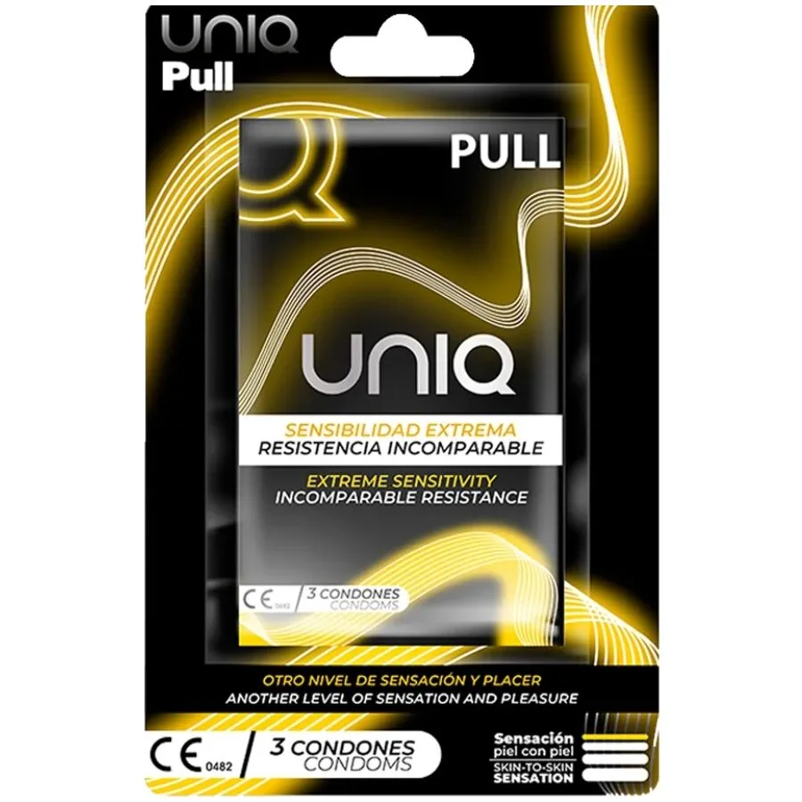 Uniq Pull Latexfria Kondomer med Appliceringsremsor – Förpackning om 3