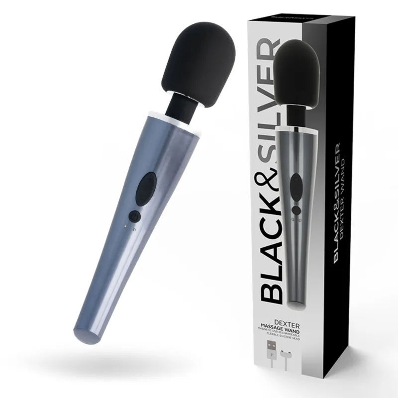 Dexter Uppladdningsbar Massagewand – Svart & Silver