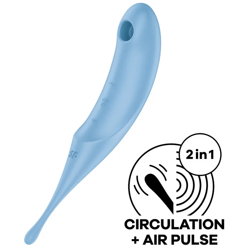 Satisfyer Twirling Pro Lufttrycksstimulator & Vibrator – Dubbelfunktion Klitoris- & Erogenstimulator i Blå
