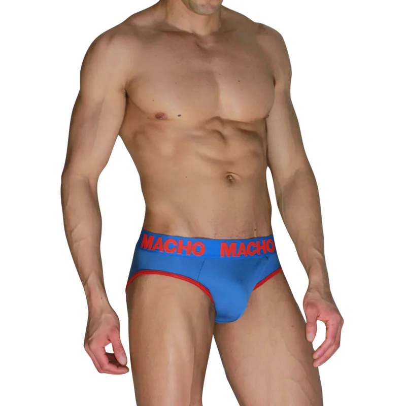 Macho MCH005 Klassisk Brief med Förhöjande Cup – Blå & Röd