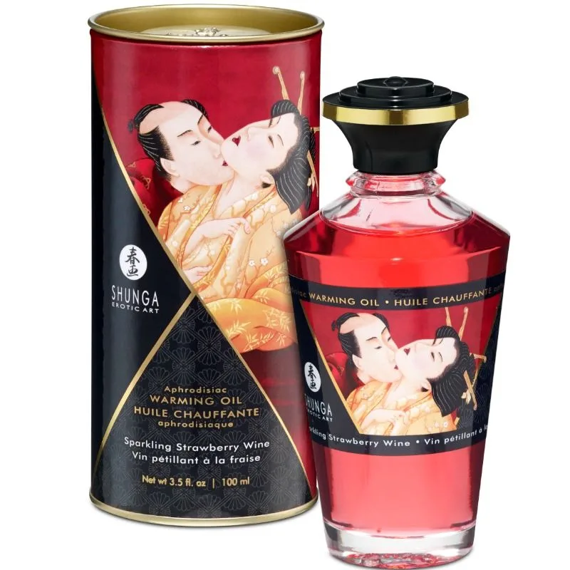 Shunga Strawberries & Cava Värmande Sensuell Massageolja 100ml