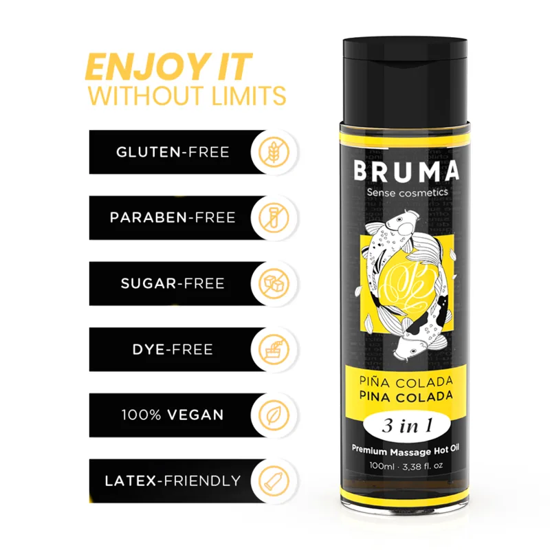 Bruma - Premium 3-i-1 Värmande Massageolja med Piña Colada-smak - 100 ml