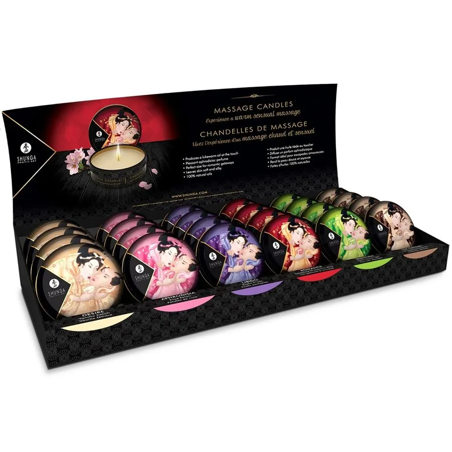 Shunga - Mini Caress by Candlelight Massage Candle Display Set | 24 enheter (6 dofter)