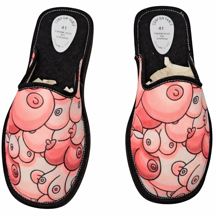 Diablo Picante - Novelty Breast-Design House Slippers | Sizes 36–37–38