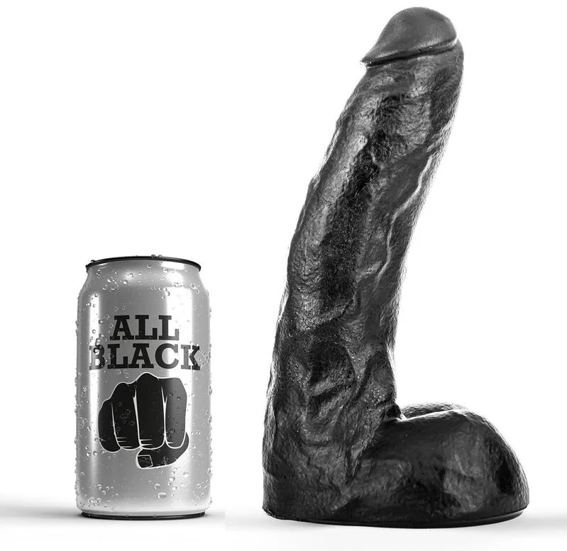 All Black – Realistisk Dong 22 cm | Flexibel PVC-dildo för vaginal och anal stimulering