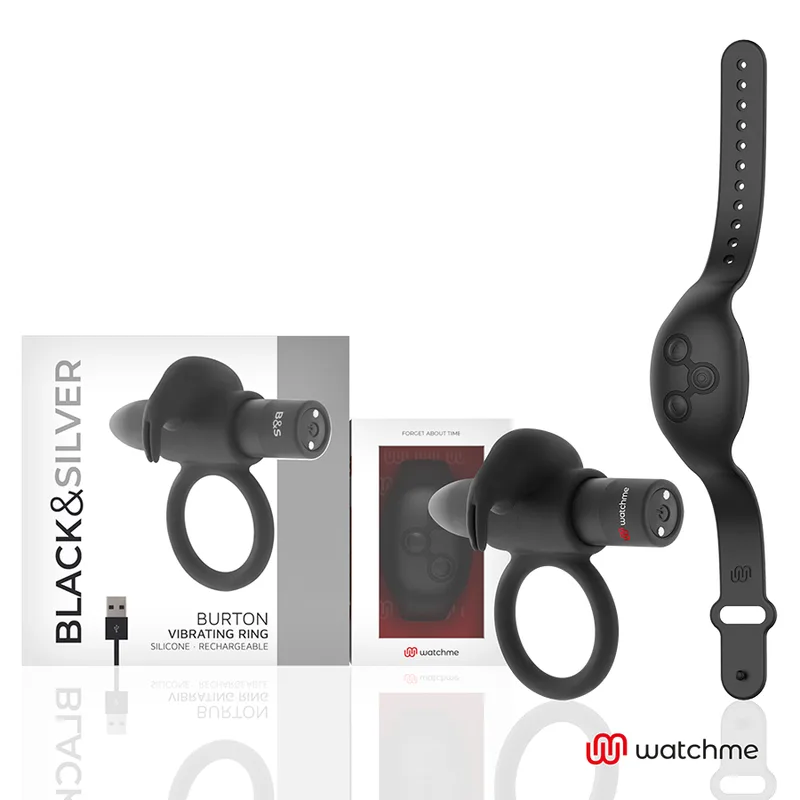 Black & Silver Burton Fjärrkontrollvibrerande Penisring av Watchme