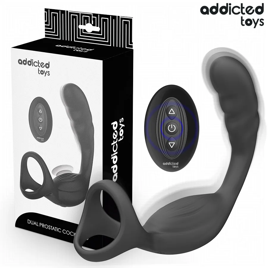 Addicted Toys – Dubbel Prostata & Penisring med Fjärrkontroll | Parring med Dubbla Vibrationsmotorer