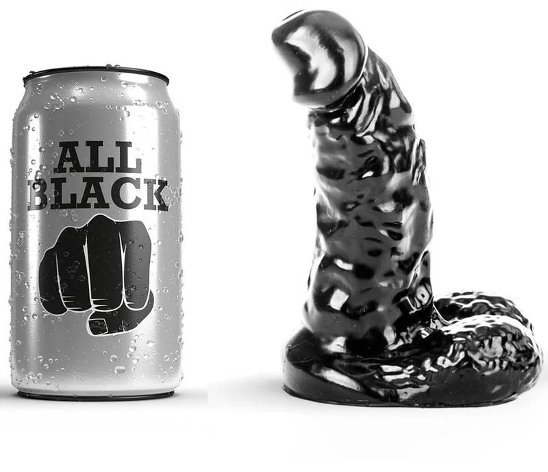All Black Nybörjar Ribbad Dildo med Realistisk Bas – 13 cm