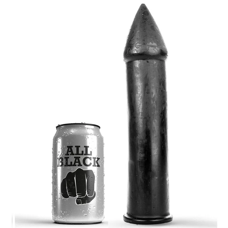 All Black Realistisk Dildo – 24 cm Fallosformad Skaft med Avsmalnande Spets