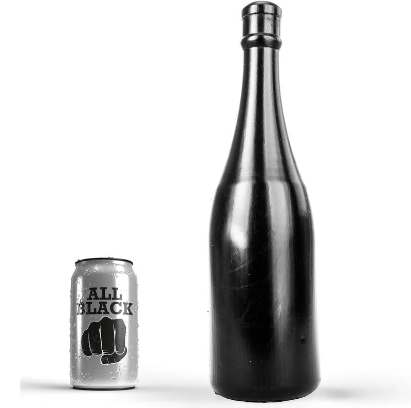 All Black – Champagne Bottle-Shaped Anal Toy 34.5 cm
