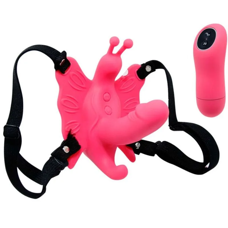 Baile Ultra Passionate Remote Control Butterfly Vibrating Harness with Clitoral Stimulator and Mini Dildo