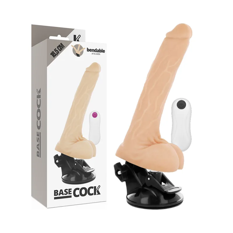 Basecock Realistic Articulating Remote Control Vibrating Dildo – Flesh – 18.5 cm x 4 cm