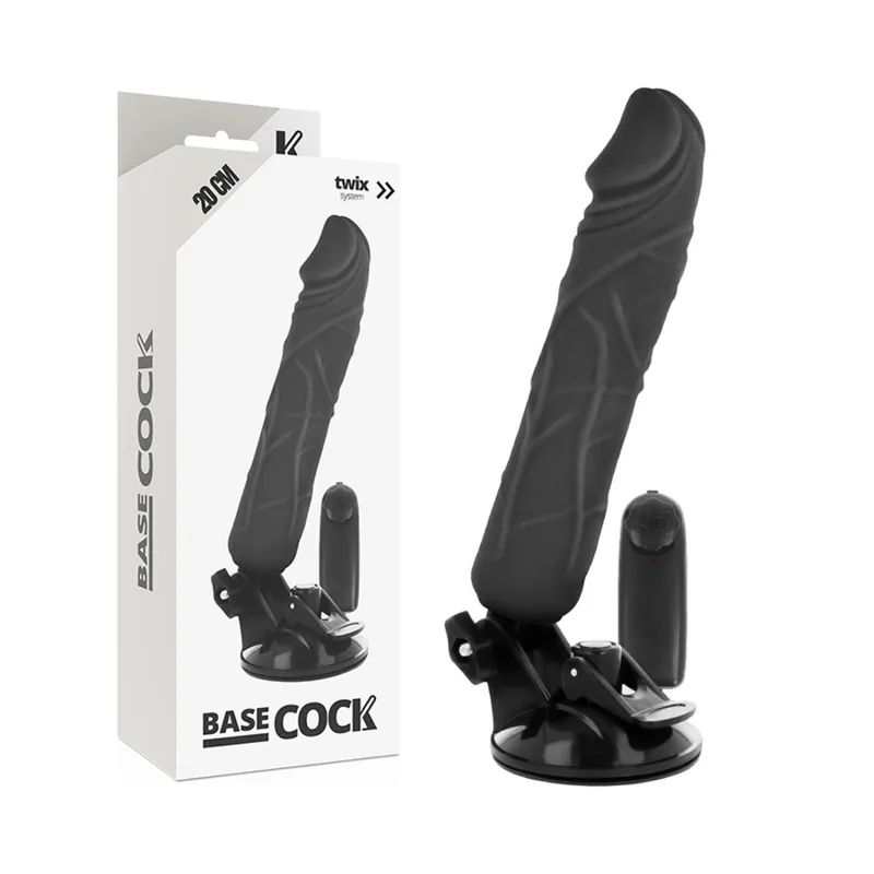 Basecock Realistisk Vibrerande Dildo med Kabelfernbedienung – Svart, 20 cm x 4 cm