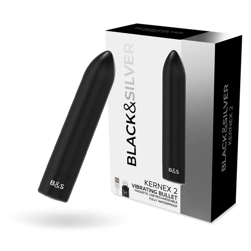 Black & Silver Kernex 2 Svart Vibrerande Magnetisk Bullet-vibrator