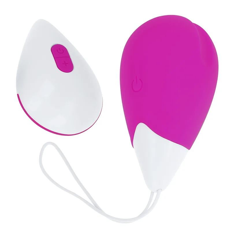 Ohmama Textured Vibrating Egg with Remote Control - 10 Vibration Modes - Purple & White