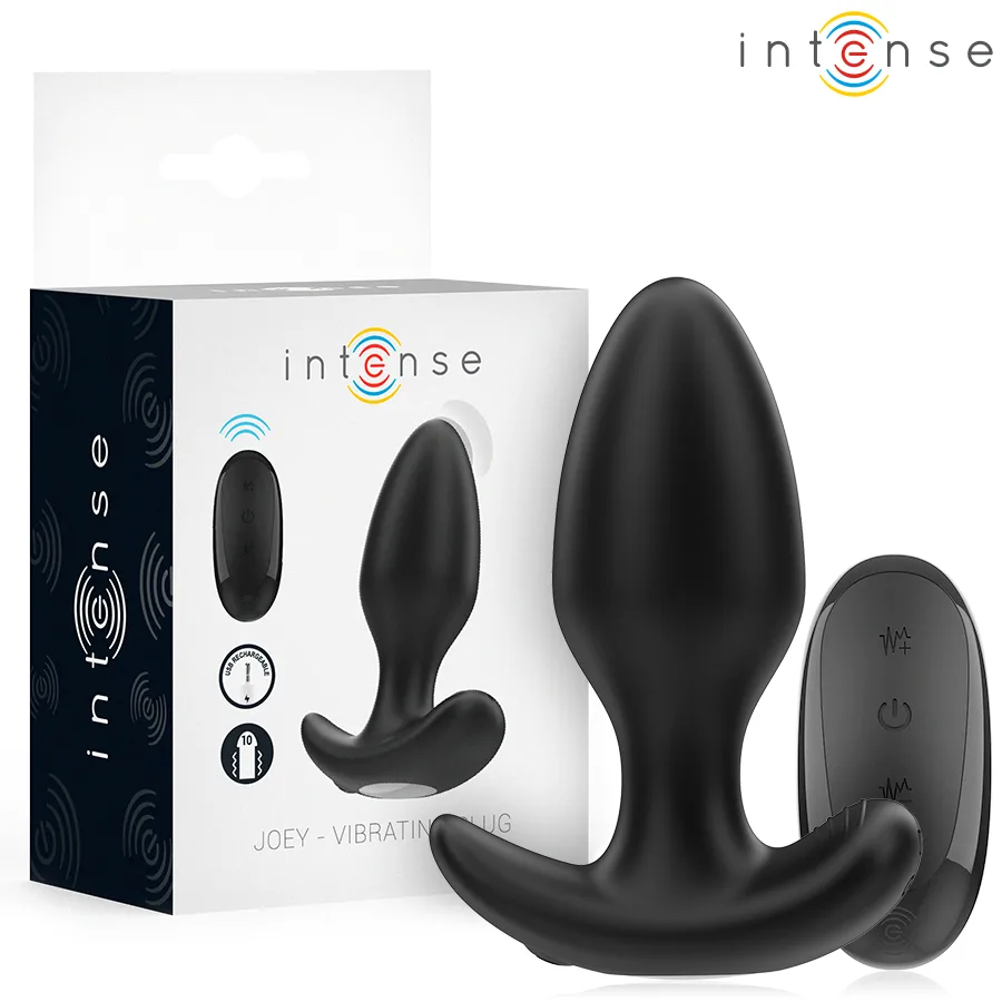Intense - Joey Vibrating Anal Plug | 10 Vibration Modes | Remote Control | Black