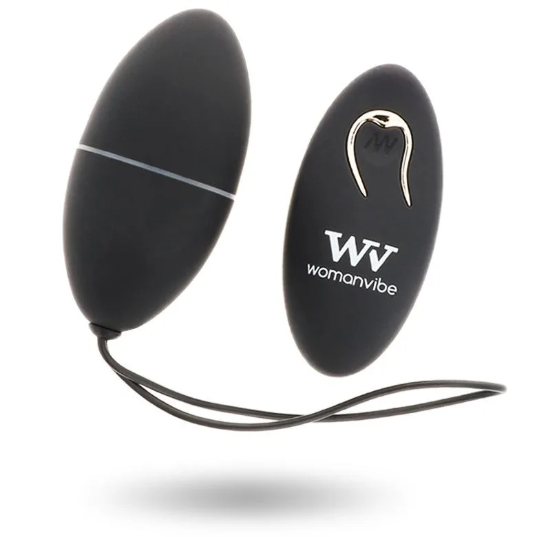Womanvibe Alsan Remote Control Vibrating Egg – Black Silicone