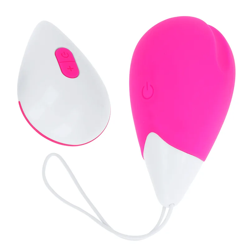 Ohmama Textured Vibrating Egg with 10 Vibration Modes – Remote Control – Pink & White