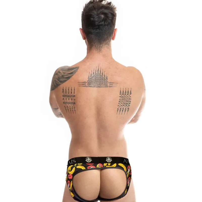 Anais Men - Bananmönstrad Jock Bikini-Brief med Öppen Rygg (Storlek S)
