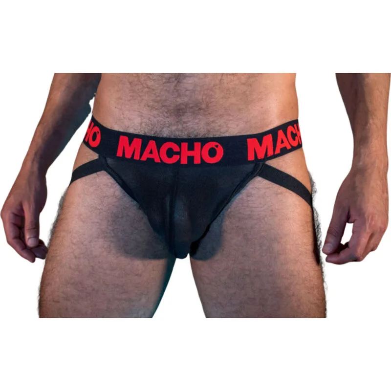 Macho MX26X2 Semi-Transparent Elastic Jockstrap – Black/Red, Size XL