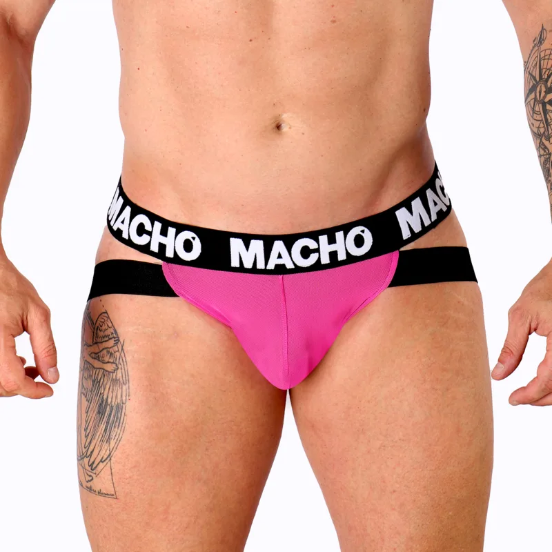 Macho MX28FR Jock Neon Pink - Men's Anatomical Support Jockstrap (Large)