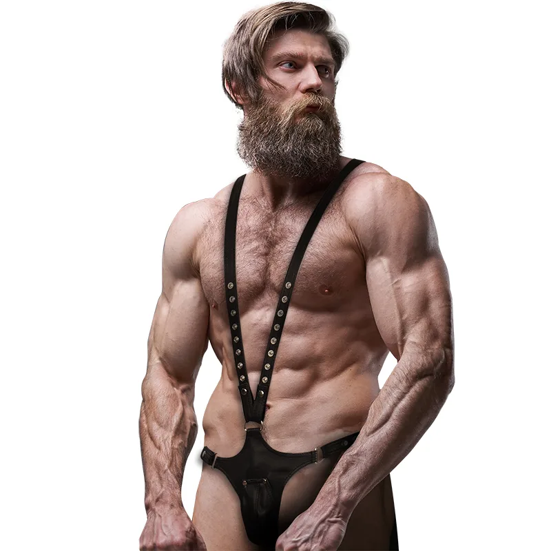 Fetish Submissive Attitude - V-formad kroppssele i ekoläder för män