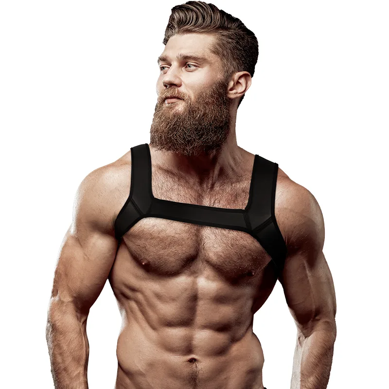 Fetish Submissive Attitude - Neopren Bröstsele för Män, Storlek L