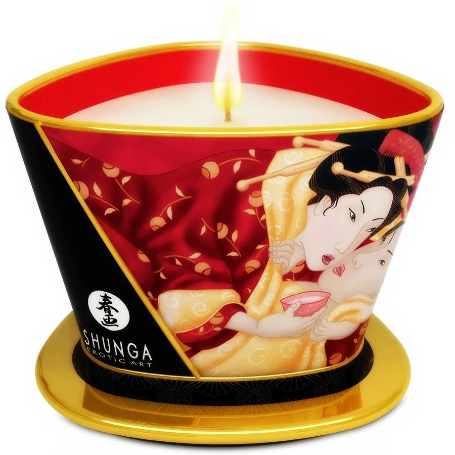 Shunga - Mini Caress by Candlelight Jordgubbar och Cava Massageljus 170ml