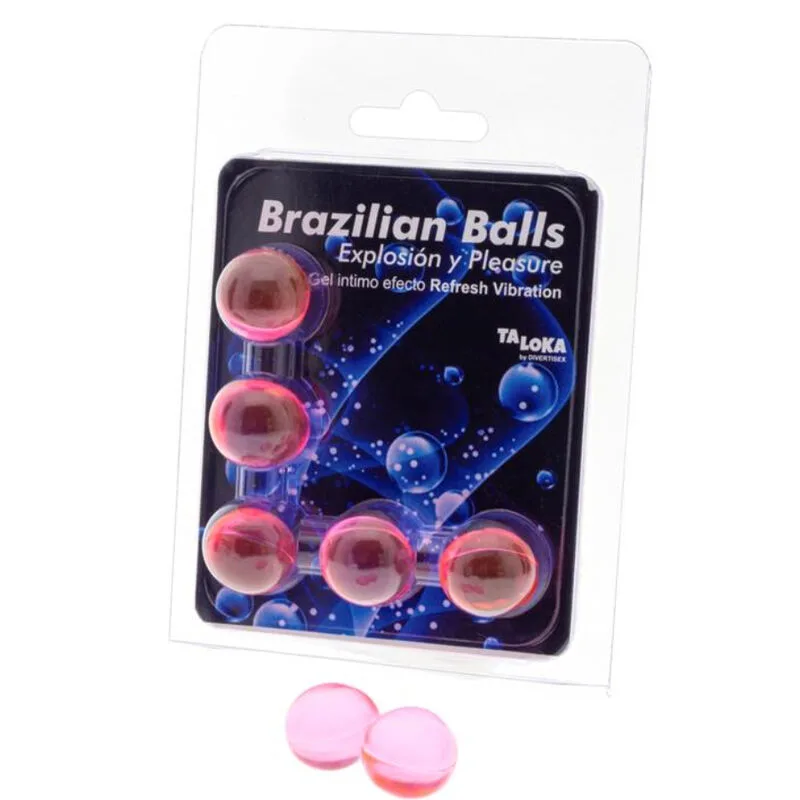 Taloka - 5 Brazilian Massage Balls with Refreshing Vibrating Sensation Arousal Gel