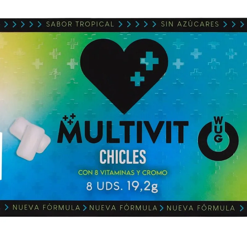 Wug Multivit - Funktionellt Multivitamin Tuggummi | Tropisk Smak | Blisterförpackning med 8 st