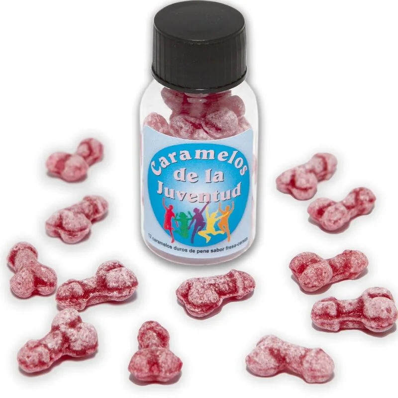 Diablo Picante - Penisformade Novelty-Godis | Jordgubbe & Körsbärssmak | Förpackning med 12