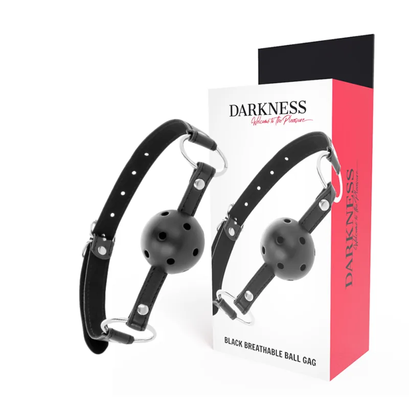 Darkness - Black Breathable Ball Gag with Adjustable Leather Strap