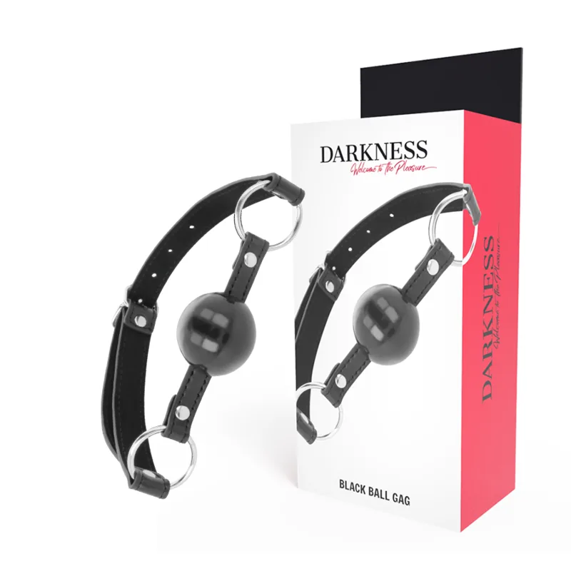 Darkness - Black Ball Gag with Adjustable Leather Strap