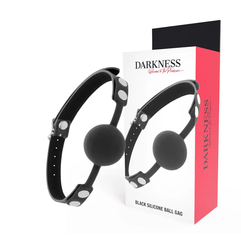Darkness - Black Silicone Mouth Gag with Adjustable Leather Straps