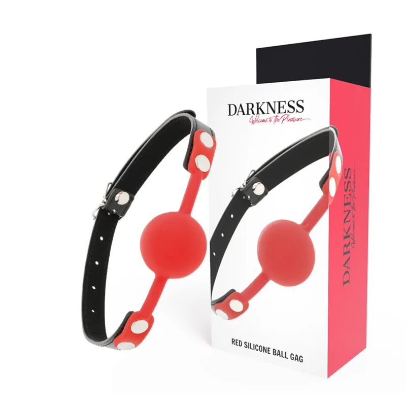 Darkness - Red Silicone Mouth Gag with Leather Straps