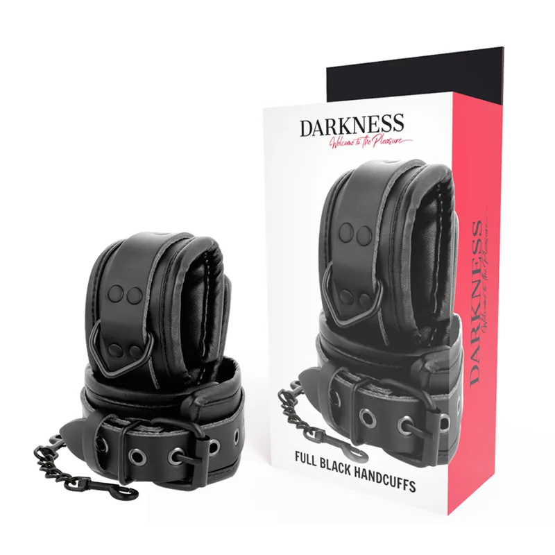 Darkness Adjustable Black Faux Leather Handcuffs – Wrist & Ankle Restraints