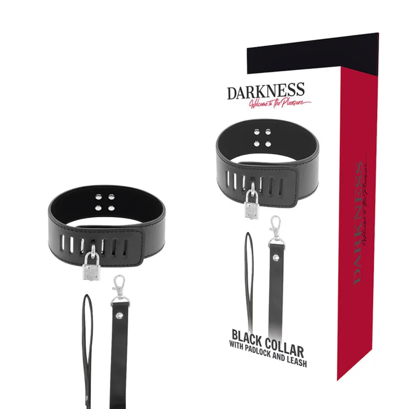 Darkness – BDSM Adjustable Collar with Black Padlock