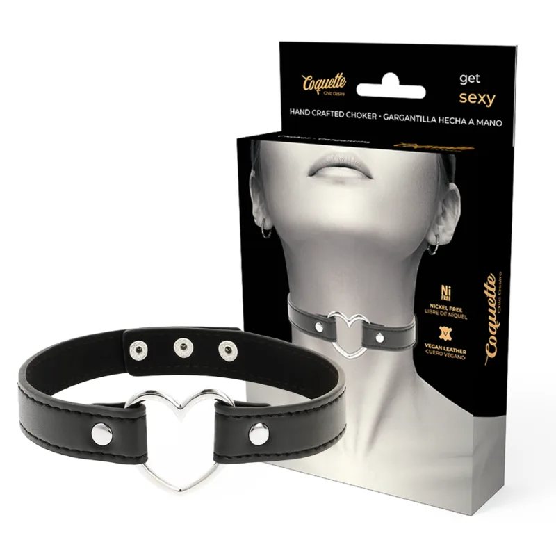 Coquette Chic Desire – Veganskt Läder Hjärtformat Halsband/Choker för Kvinnor