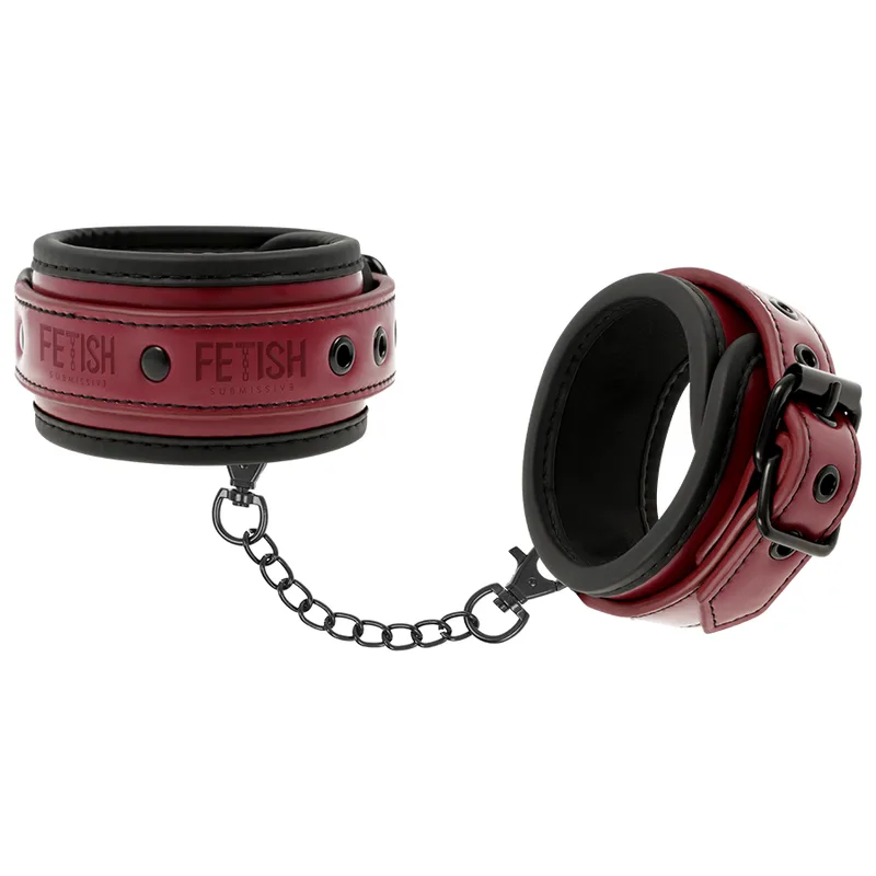 Fetish Submissive Dark Room - Vegan Leather Ankle & Wrist Restraints with Neoprene Lining