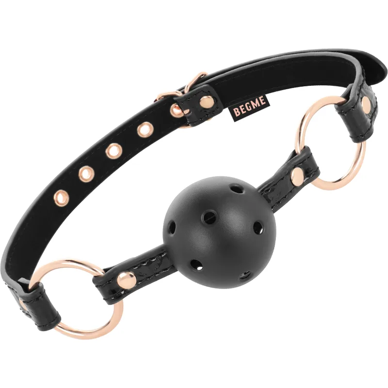 Begme Black Edition Ball Gag – Vegan Leather BDSM Restraint Accessory
