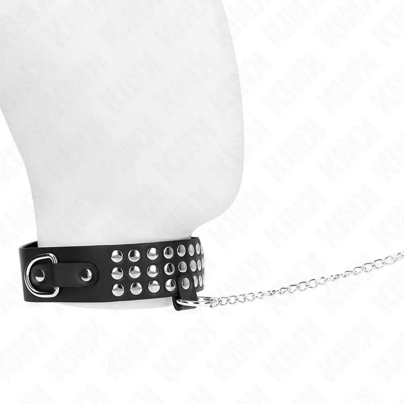 Kink Collar & Halsband med Justerbar Rem – 65 CM Halsband / 37–42 CM x 5,3 CM Rem – Blank Finish