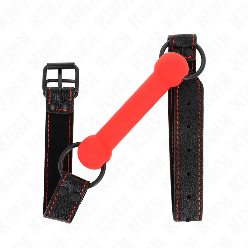Kink Bone Gag med justerbart konstläderband i rött – 41–57 cm