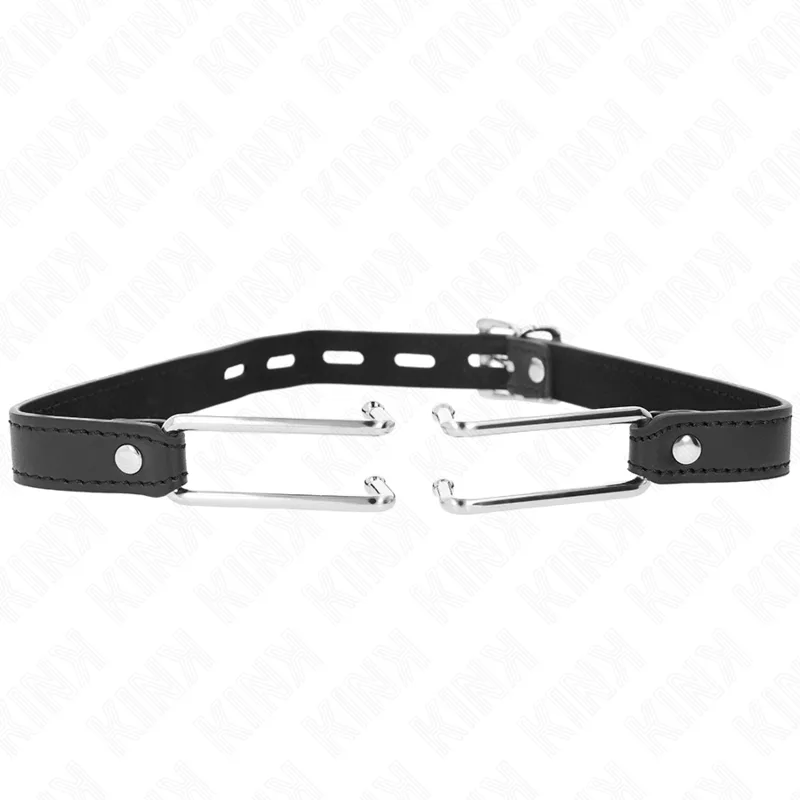 Kink Metallkrok Gag med Justerbar Konstläderrem – 11,5 cm Krok, 39–58 cm Rem