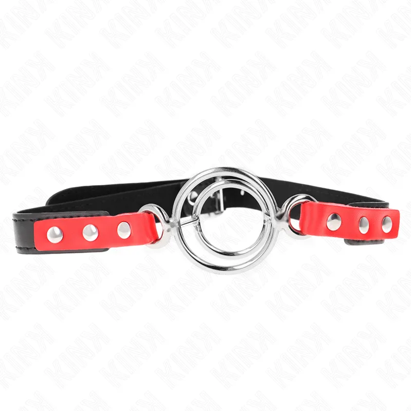 Kink Multiple O-Ring Gag – Röd Bondage-Restraint med 4 cm & 4,8 cm Ringar | 38 x 56 cm Rem