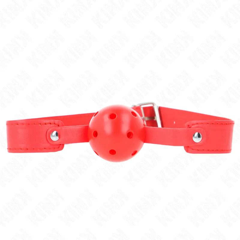 Kink Röd Andningsbar Ballgag – 4,5 cm Boll med 65 x 2,5 cm Justerbar Rem