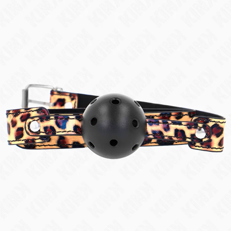 Kink Leopard Print Andningsbar Munplugg – 4,5 cm Boll med 65 x 2,5 cm Rem